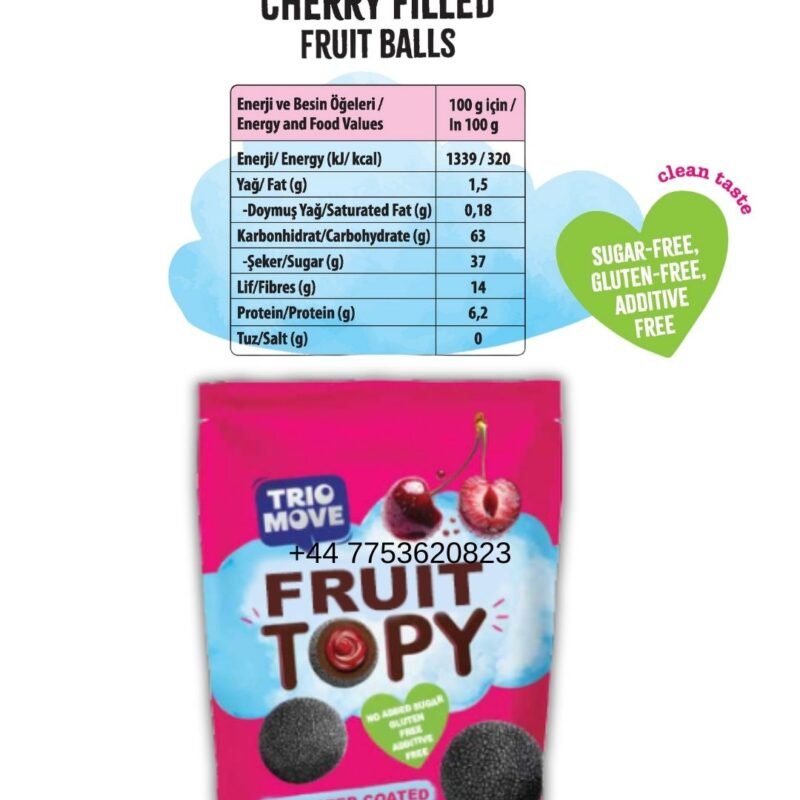 Fruit Topy Balls CHERRY CREAM FILLING – Trio Move 12 Pack