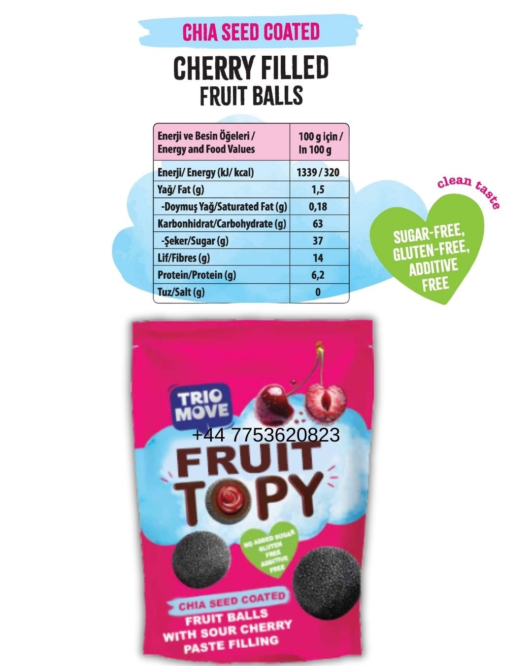 Fruit Topy Balls CHERRY CREAM FILLING – Trio Move 12 Pack