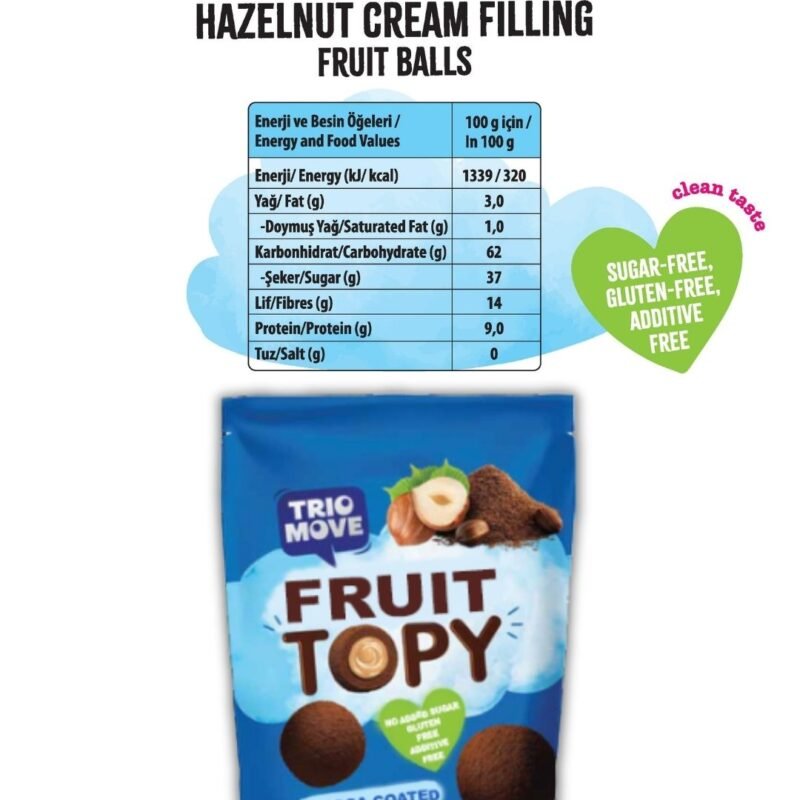 Fruit Topy Balls HAZELNUT CREAM FILLING – Trio Move 12 Pack
