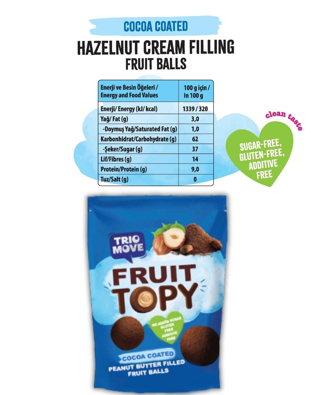 Fruit Topy Balls HAZELNUT CREAM FILLING – Trio Move 12 Pack