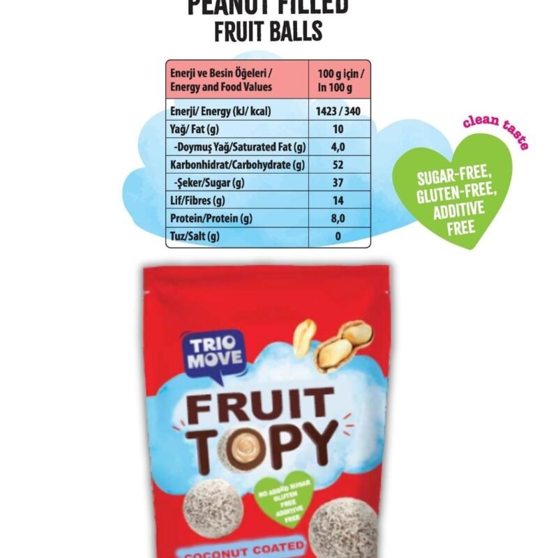 Fruit Topy Balls PEANUT CREAM FILLING – Trio Move 12 Pack